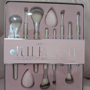 Glitz & Glam Full Face Makeup Brush Set - Rhinestone Finish
